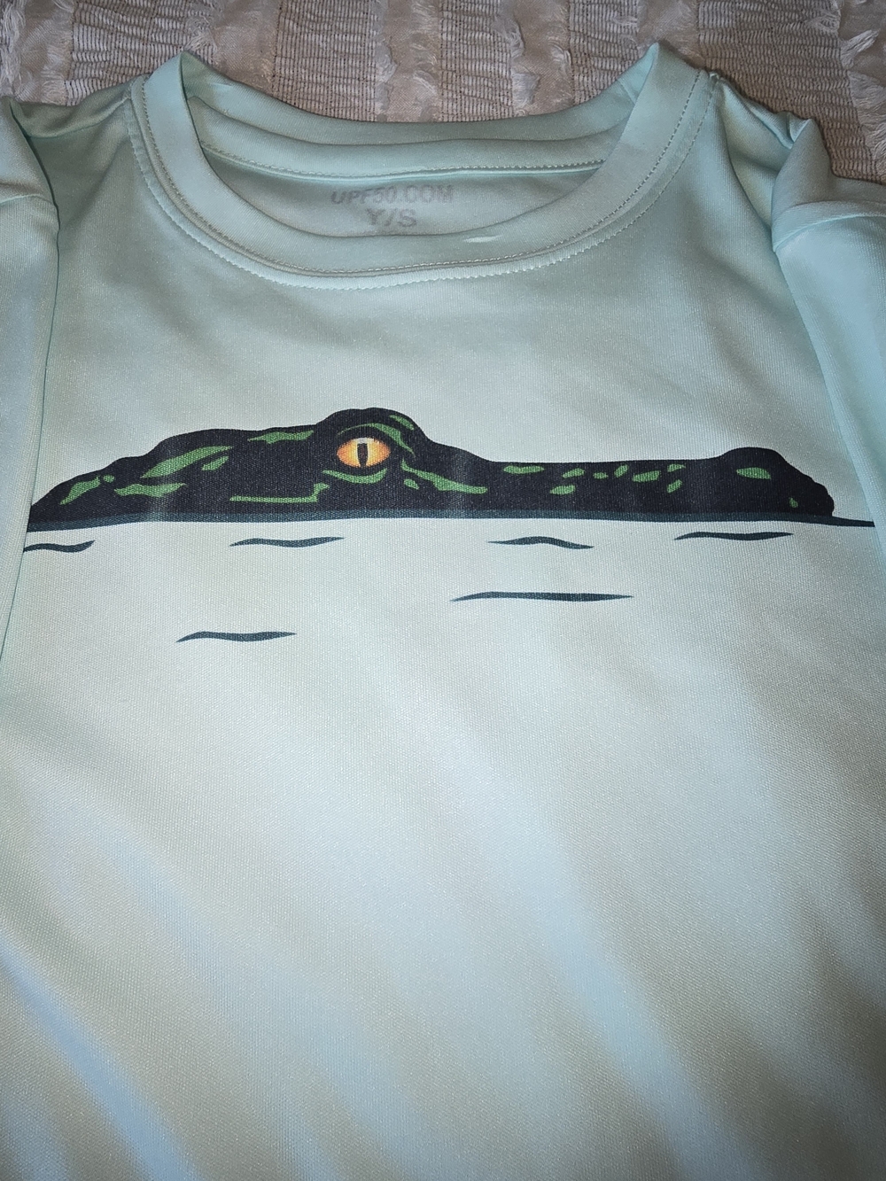 Kids Long Sleeve Tee - Mint Green Alligator Graphic